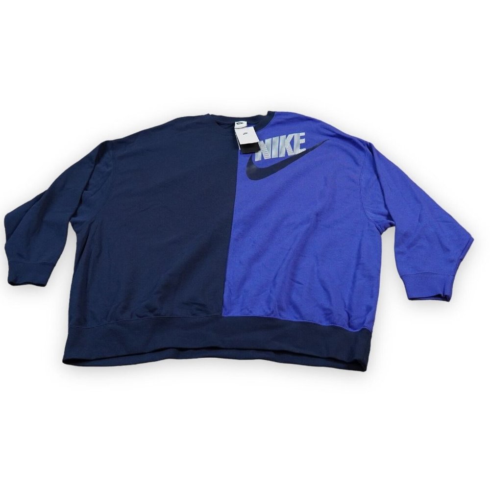 Nike Sweatshirt Womens Large Blue Purple colorblock Oversized Fleece Dance